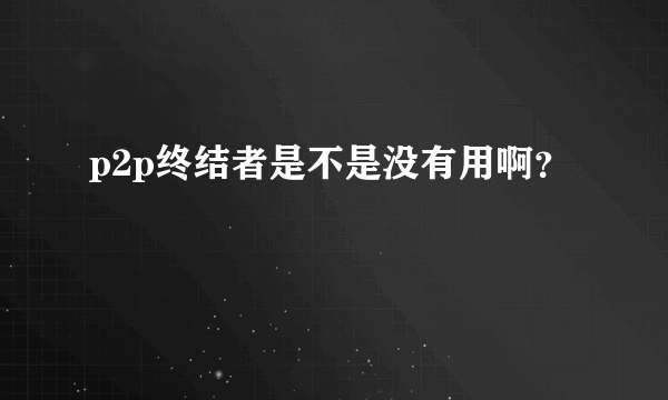 p2p终结者是不是没有用啊？