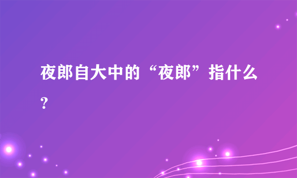 夜郎自大中的“夜郎”指什么？