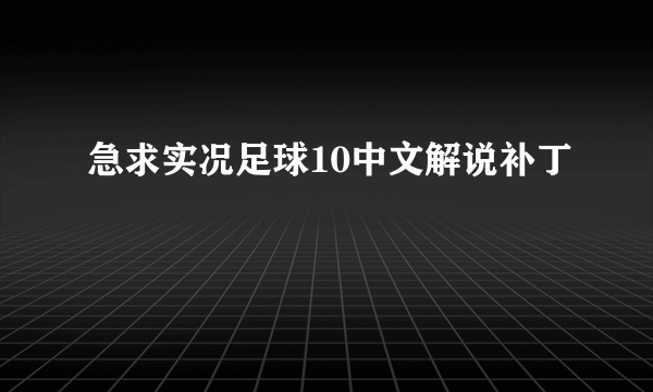 急求实况足球10中文解说补丁