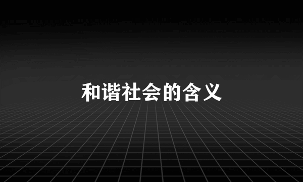 和谐社会的含义