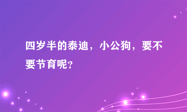 四岁半的泰迪，小公狗，要不要节育呢？