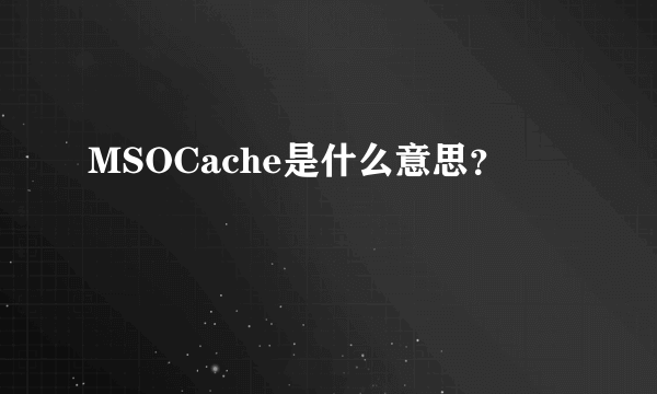 MSOCache是什么意思？