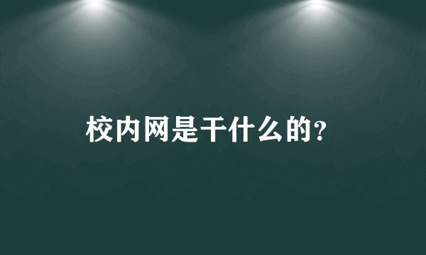 校内网是干什么的？