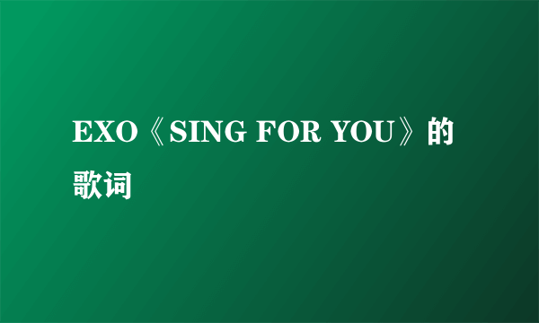 EXO《SING FOR YOU》的歌词