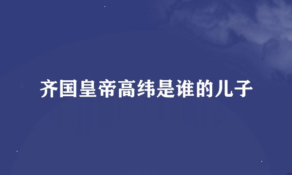 齐国皇帝高纬是谁的儿子