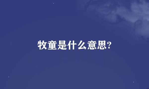 牧童是什么意思?