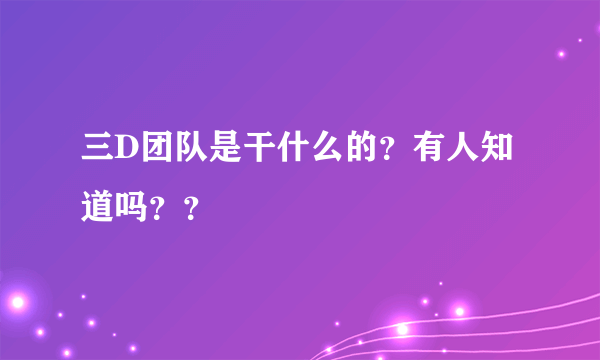 三D团队是干什么的？有人知道吗？？