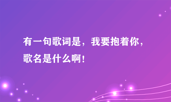 有一句歌词是，我要抱着你，歌名是什么啊！