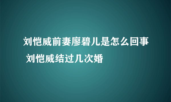 刘恺威前妻廖碧儿是怎么回事 刘恺威结过几次婚