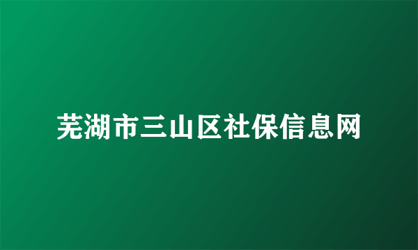 芜湖市三山区社保信息网