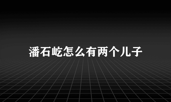 潘石屹怎么有两个儿子