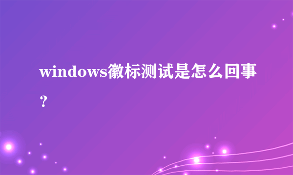 windows徽标测试是怎么回事？