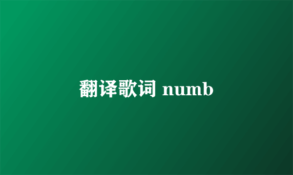 翻译歌词 numb