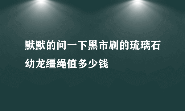 默默的问一下黑市刷的琉璃石幼龙缰绳值多少钱