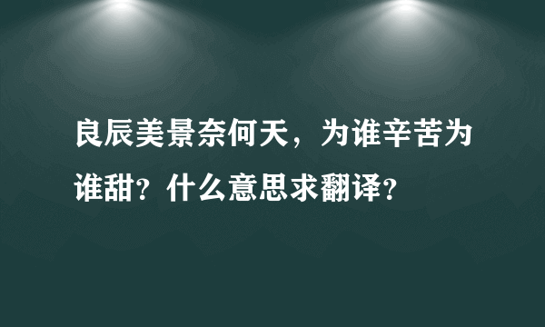 良辰美景奈何天，为谁辛苦为谁甜？什么意思求翻译？