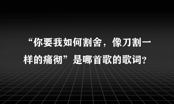 “你要我如何割舍，像刀割一样的痛彻”是哪首歌的歌词？