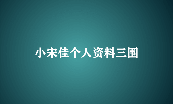 小宋佳个人资料三围