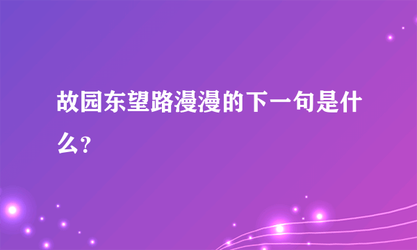 故园东望路漫漫的下一句是什么？