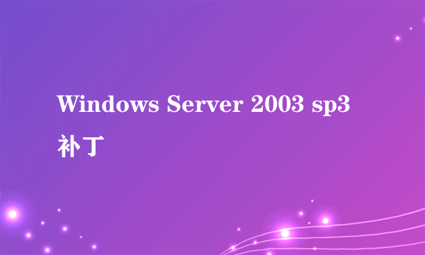 Windows Server 2003 sp3补丁