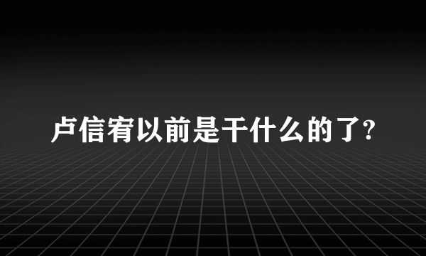 卢信宥以前是干什么的了?