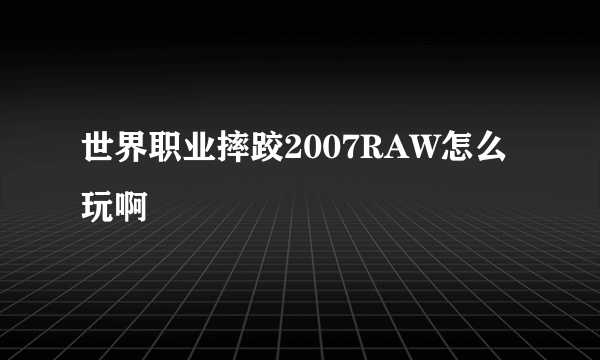 世界职业摔跤2007RAW怎么玩啊