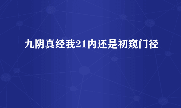 九阴真经我21内还是初窥门径