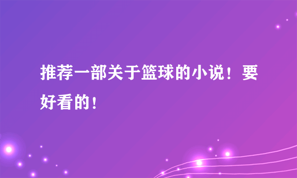 推荐一部关于篮球的小说！要好看的！