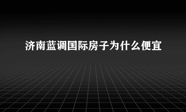 济南蓝调国际房子为什么便宜