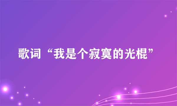 歌词“我是个寂寞的光棍”