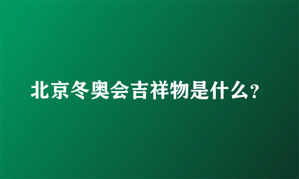 北京冬奥会吉祥物是什么？