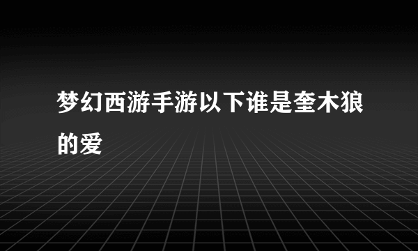 梦幻西游手游以下谁是奎木狼的爱