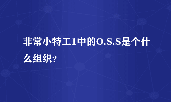 非常小特工1中的O.S.S是个什么组织？