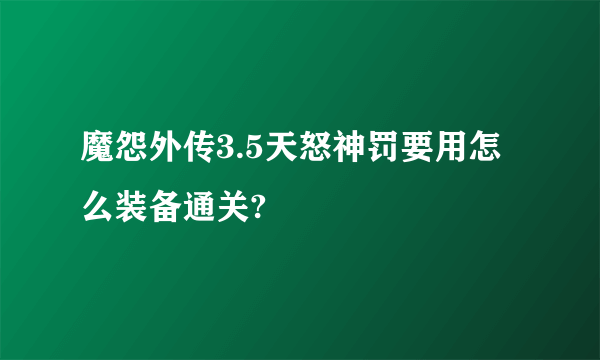 魔怨外传3.5天怒神罚要用怎么装备通关?