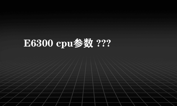 E6300 cpu参数 ???