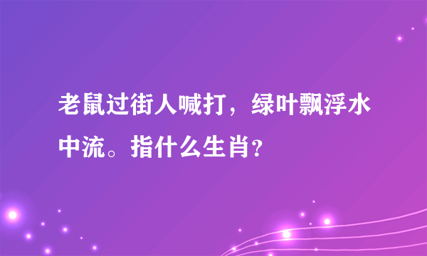 老鼠过街人喊打，绿叶飘浮水中流。指什么生肖？