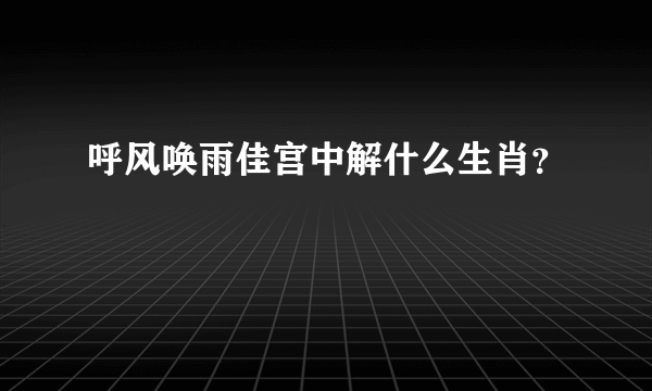 呼风唤雨佳宫中解什么生肖？