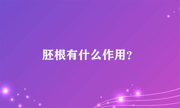 胚根有什么作用？