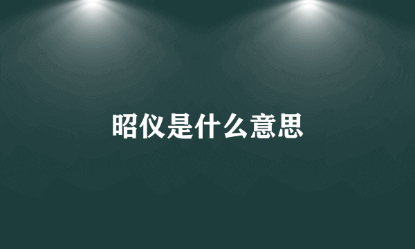 昭仪是什么意思