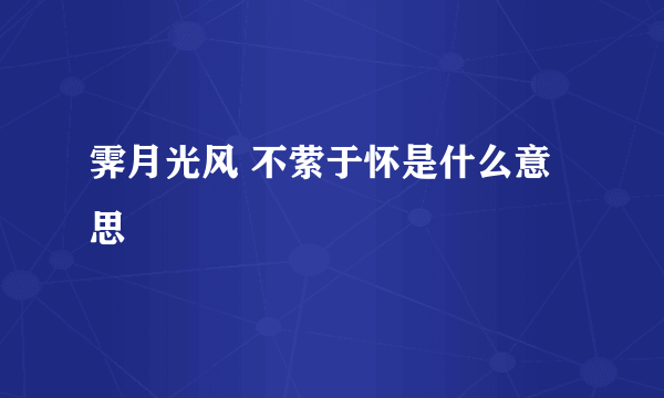 霁月光风 不萦于怀是什么意思