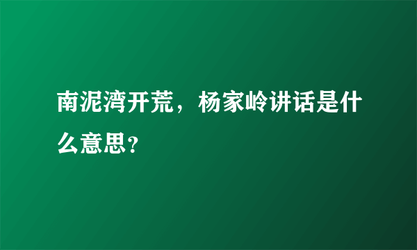 南泥湾开荒，杨家岭讲话是什么意思？