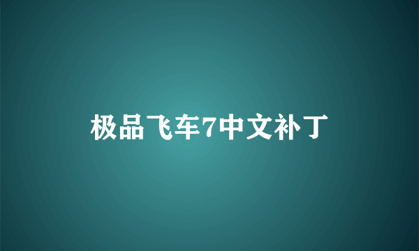 极品飞车7中文补丁