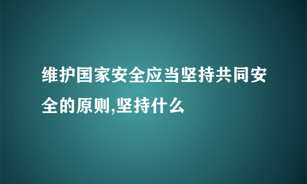 维护国家安全应当坚持共同安全的原则,坚持什么