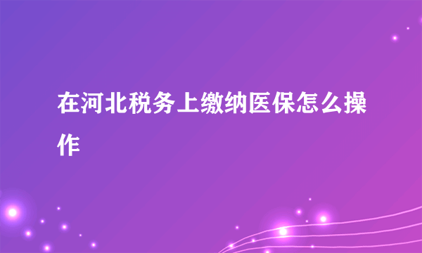 在河北税务上缴纳医保怎么操作