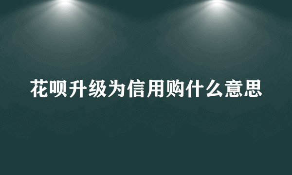 花呗升级为信用购什么意思