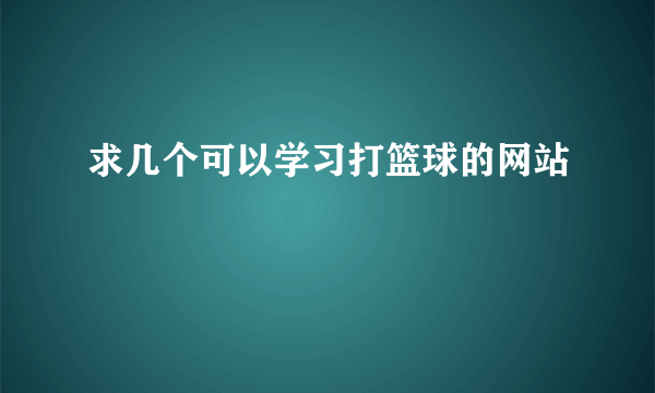 求几个可以学习打篮球的网站