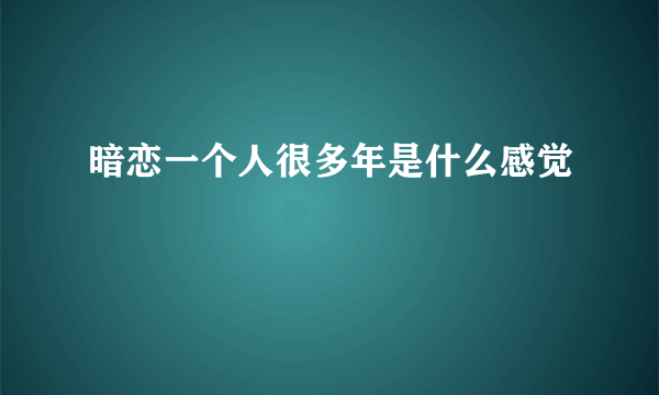 暗恋一个人很多年是什么感觉