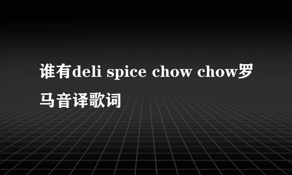 谁有deli spice chow chow罗马音译歌词