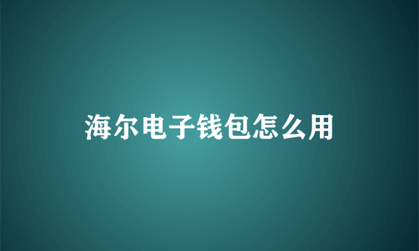 海尔电子钱包怎么用