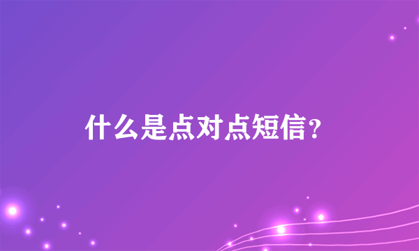 什么是点对点短信？