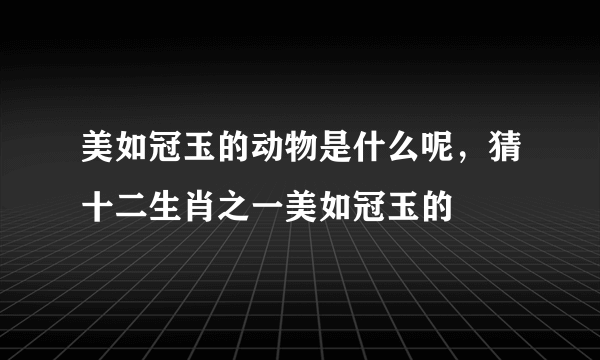 美如冠玉的动物是什么呢，猜十二生肖之一美如冠玉的